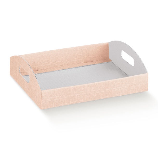 Tray Medium 300X220X45 Linen Texture Pink