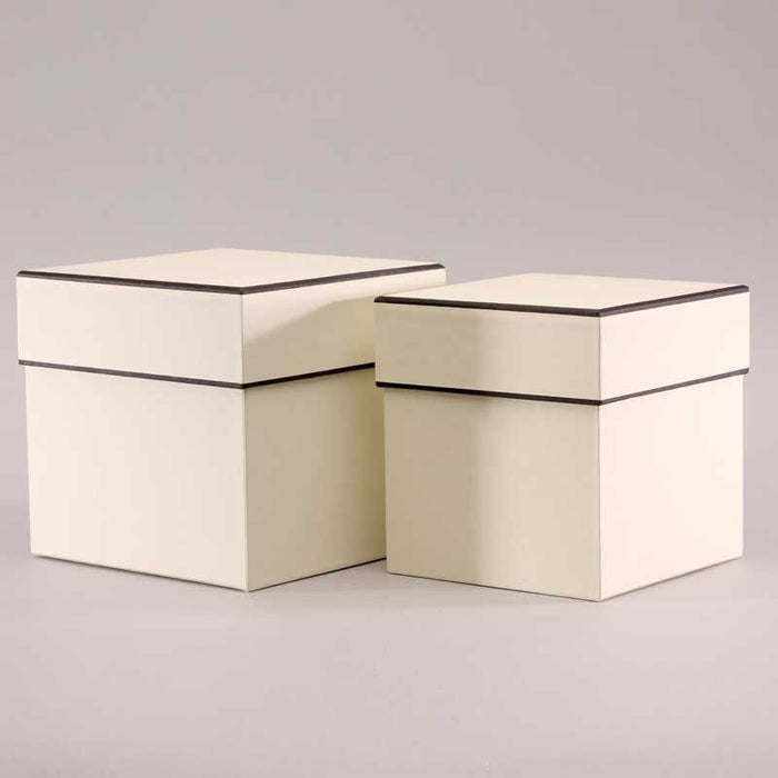 Square hat Boxes - Cream W,Black Trim - 2 sizes