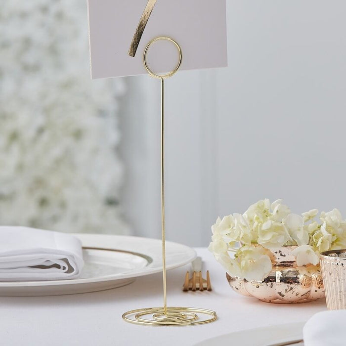 Gold Wedding Metal Table Number Holder - 22cm