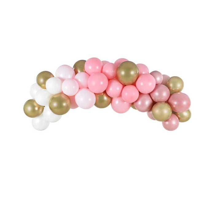Balloon Garland - Pinks White and Gold - 60pk