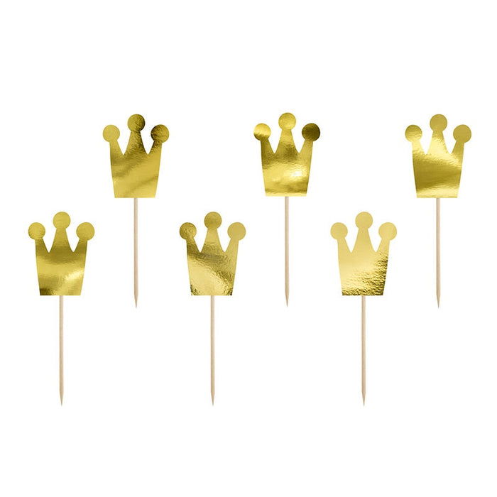 Cupcake Toppers - Gold Princess Crown - 6pk