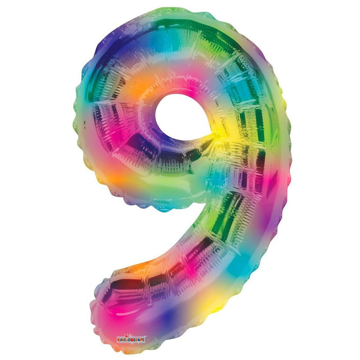 Balloon Foil Number - 9 Rainbow - 34"