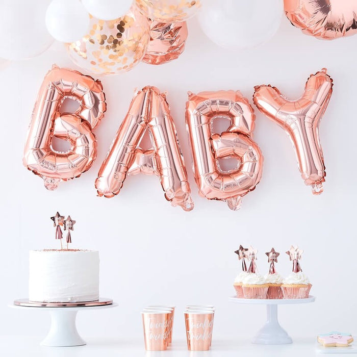 Rose Gold Baby Balloon Bunting - Twinkle Twinkle