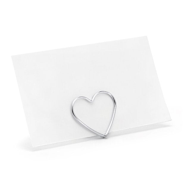 Silver Heart Place Card Holders - 10pk