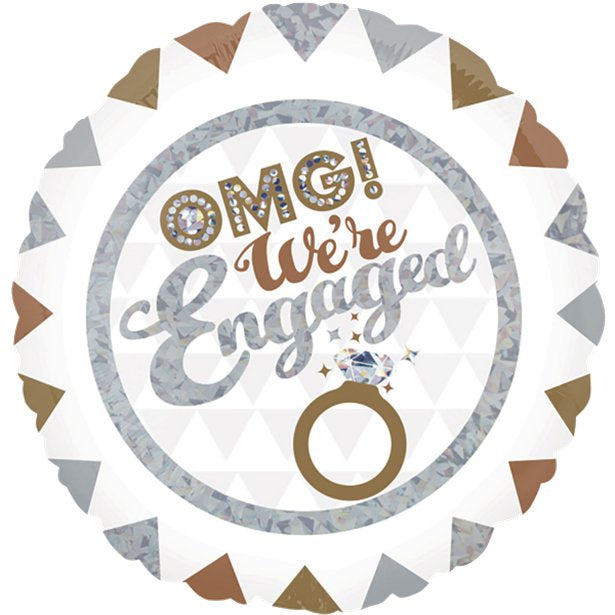 Balloon Foil Round Shape - OMG We're Engaged 18''