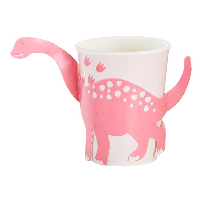 Pink Pop Out Dinosaur Paper Cup - 8pk