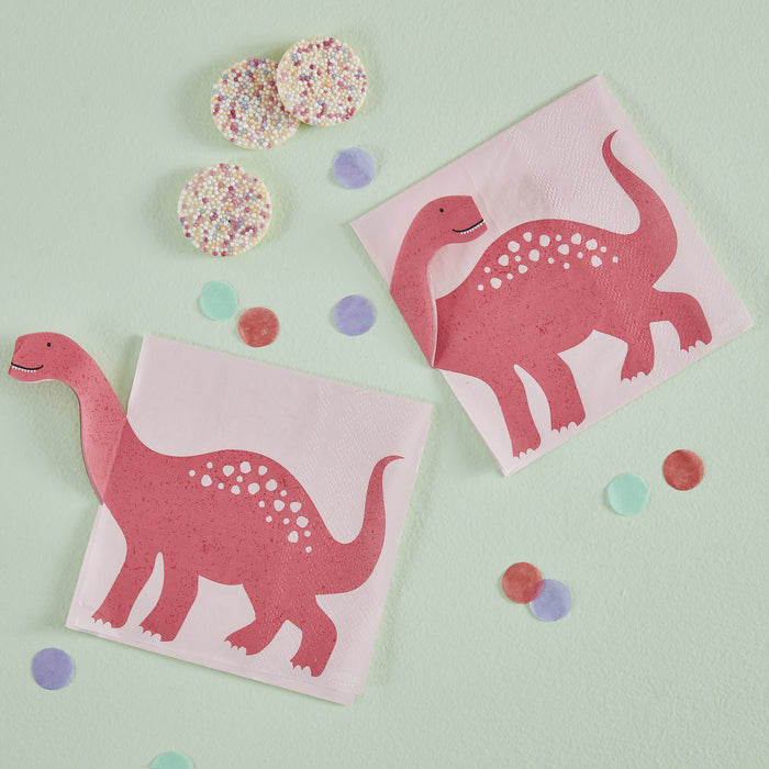 Pink Pop Out Dinosaur Paper Napkin - 16pk