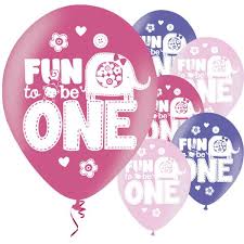 Wild At One Girl 1st Birthday Balloons - 11'' Latex