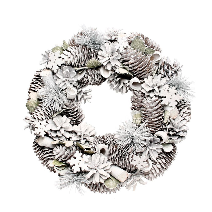 Woodland Frost Wreath w/Snowflakes - 30cm