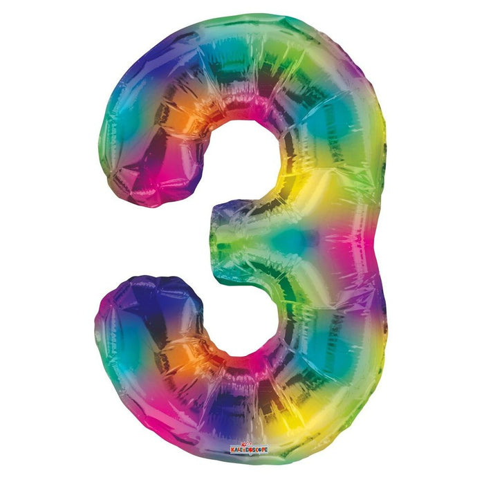 Balloon Foil Number - 3 Rainbow - 34"