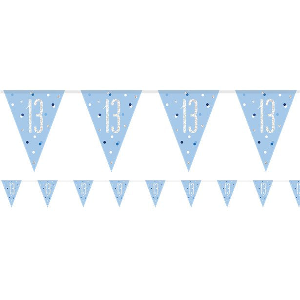 Birthday Bunting - Blue Birthday Glitz - Age 13 - 2.7m