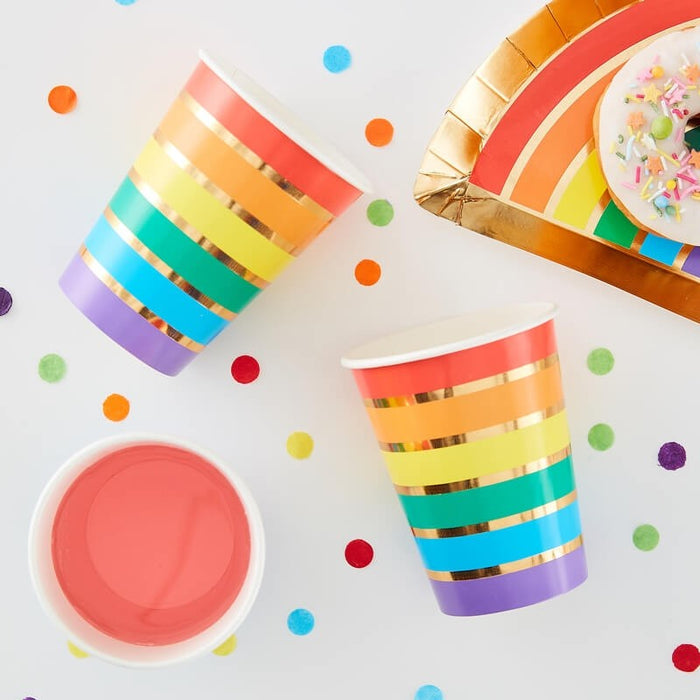 Party Cups - Rainbow and Gold 8pk