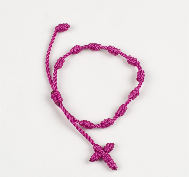 Fuchsia Macrame Beads Rosary Bracelet