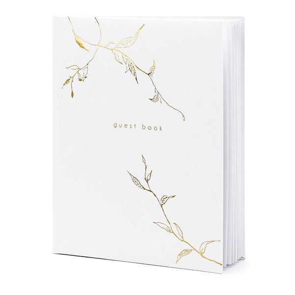 Guest Book - White with Gold Design