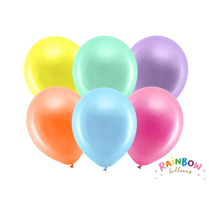 Balloons Latex - Metallic Rainbow - 10pk
