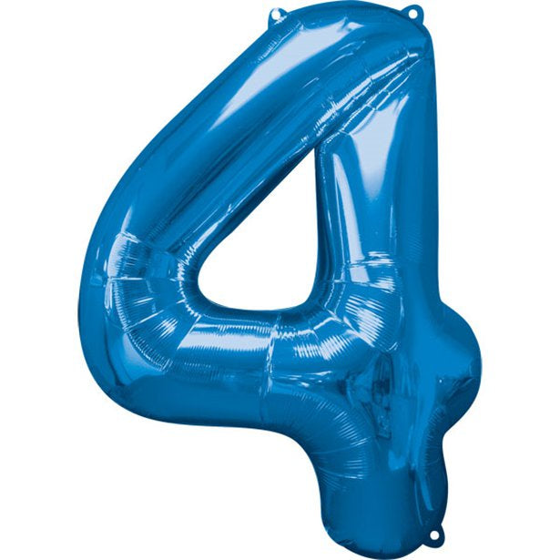 Balloon Foil Number - 4  Blue - 34"