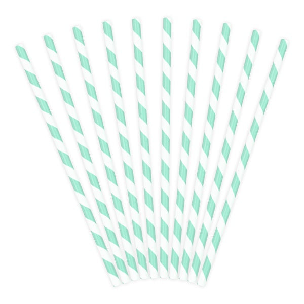 Paper Straws - Sky Blue - Striped 10pk