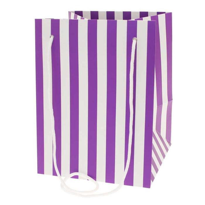 19x25cm Purple Candy Stripe Hand Tied Bag