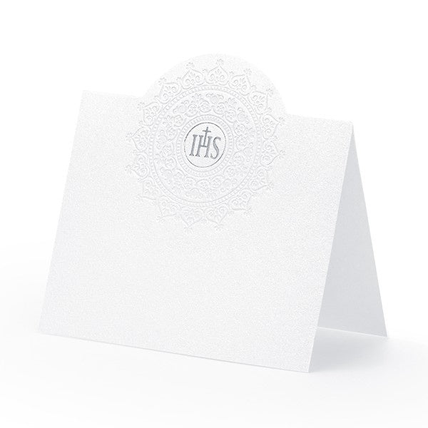 Holy Communion Place Cards - White - IHS 10pk