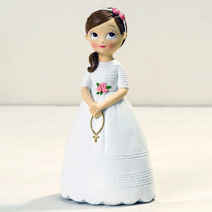Communion Girl with Flowers and Rosary Cake Topper