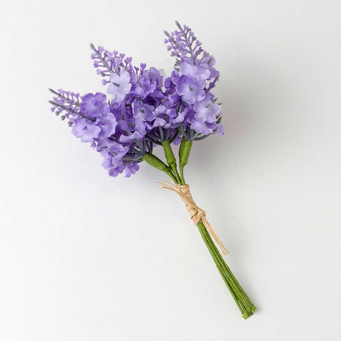 Fabric Lavender Bunch Flowers with Raffia Ribbon