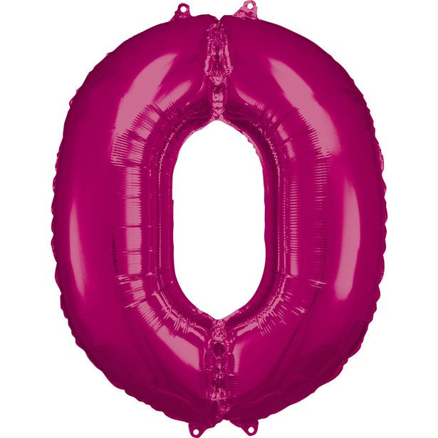 Balloon Foil Number - 0 - Pink - 34"