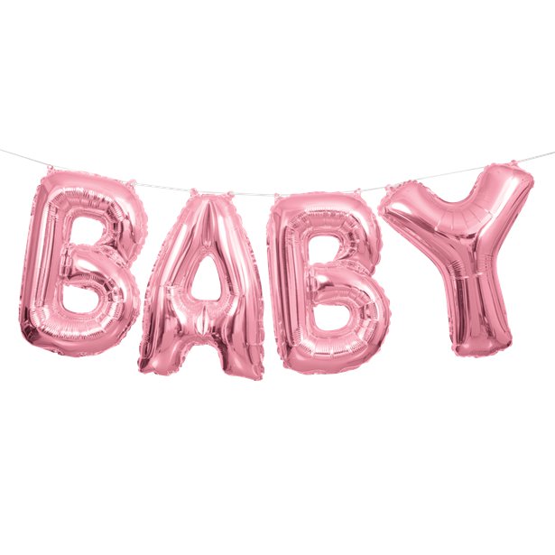 Baby Pink Phrase Balloon Bunting - 14'' Foil