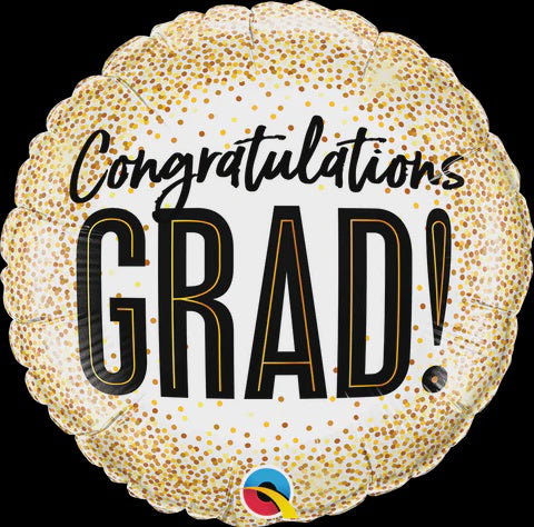 Balloon Foil Round Shape - Congratulations Grad Gold Dots - 18''