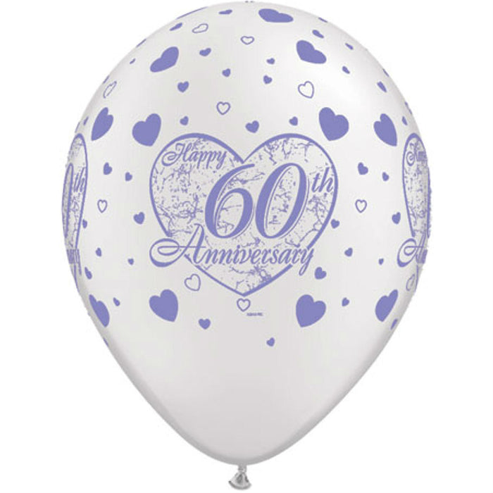 Little Hearts 60th Anniversary Balloons - 11" Latex