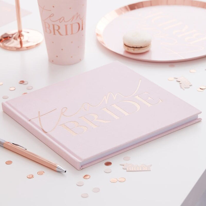 Hen Party - Blush Rose Gold Foiled Team Bride Guest Book