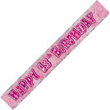 Dazzling Effects 13th Birthday Banner - Pink