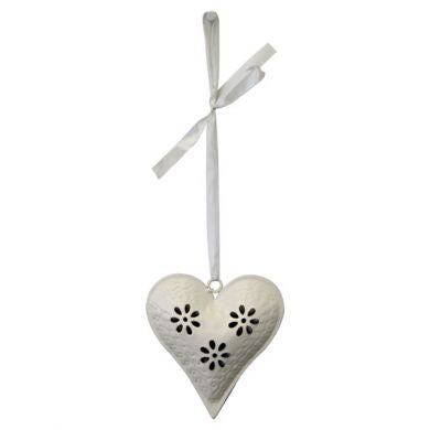 Cream Hanging Heart With Ribbon