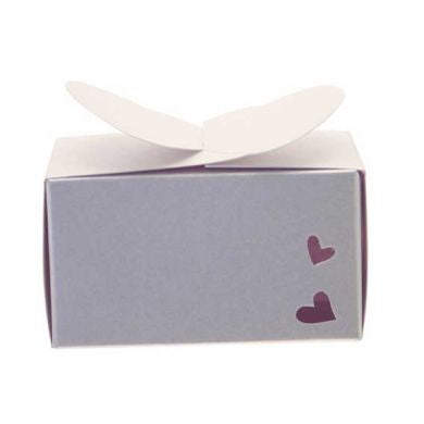 White Rectangle Heart Favour Box