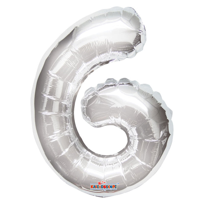 Balloon Foil Number - 6 Silver - 14"
