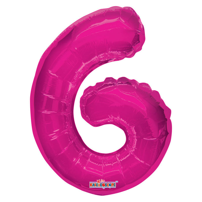 Balloon Foil Number - 6 Pink - 14"