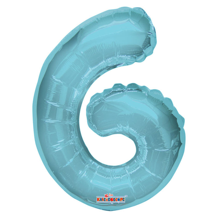 Balloon Foil Number - 6 Light Blue - 14"