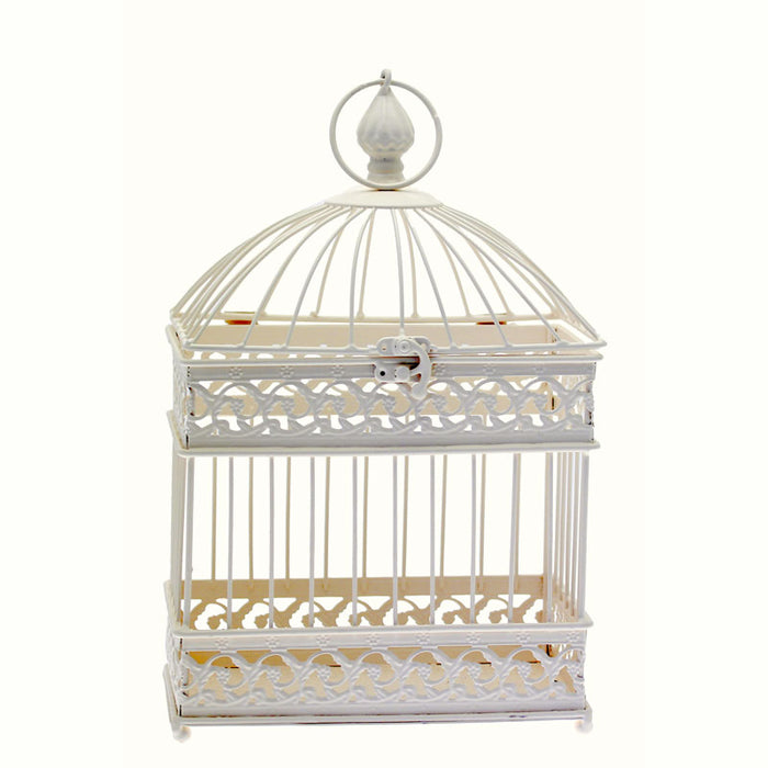 Bird Cage Cream With Rectangular Base - Rental (H39.5Cm)