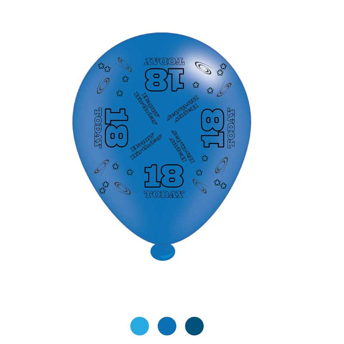 Age 18 Blue Birthday Latex Balloons