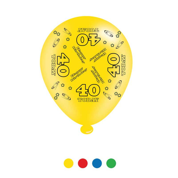 Age 40 Unisex Birthday Latex Balloons