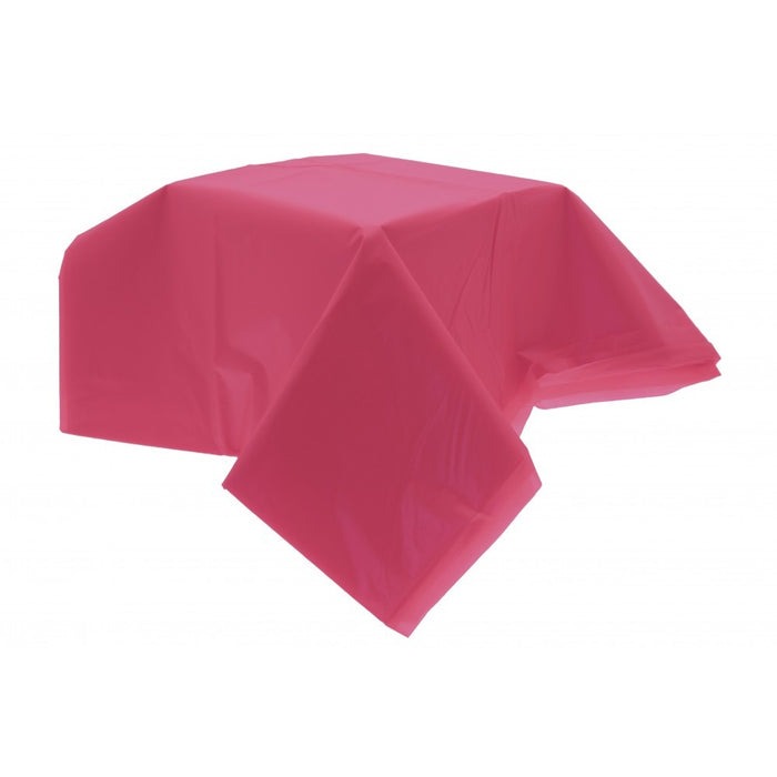 Hot Pink Rectangle Plastic Table Cover (54 X 104 Inch)