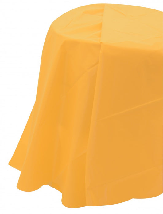 Yellow Round Plastic Table Cover (84 Inch)