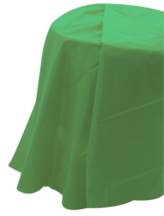 Lime Green Round Plastic Table Cover (84 Inch)