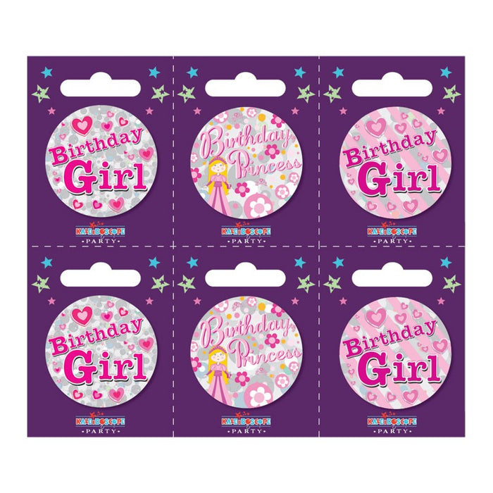 Birthday Girl Small Badge with Hearts