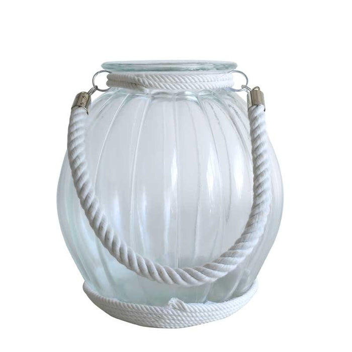 Glass Candle Holder With Rope Handle (27Cm)