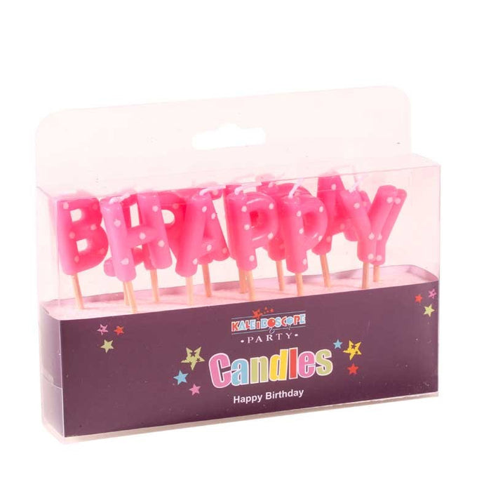 Happy Birthday Pick Candle- Pink