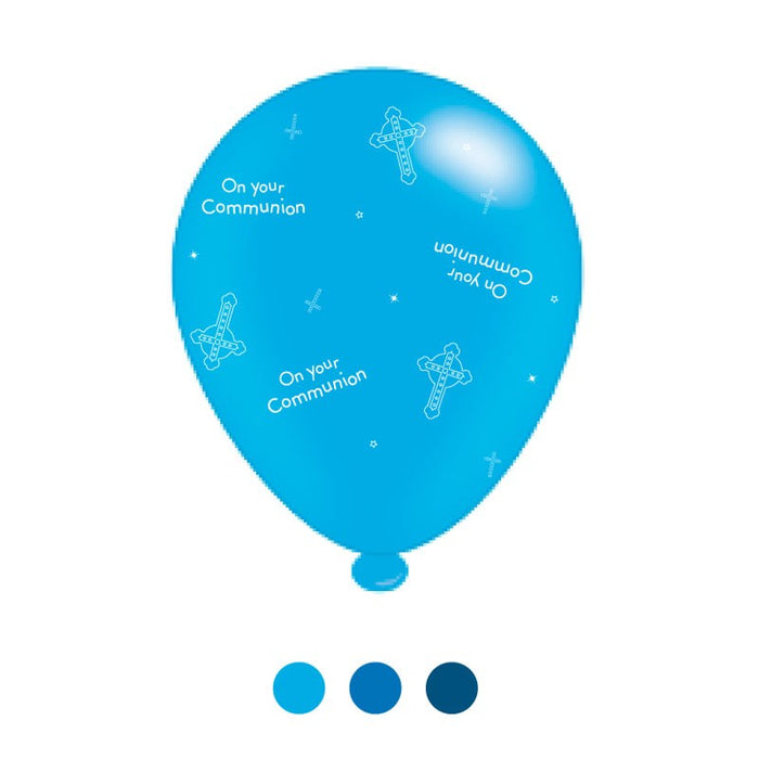 Balloons Latex - 1st Holy Communion - Blue Mixed 8pk