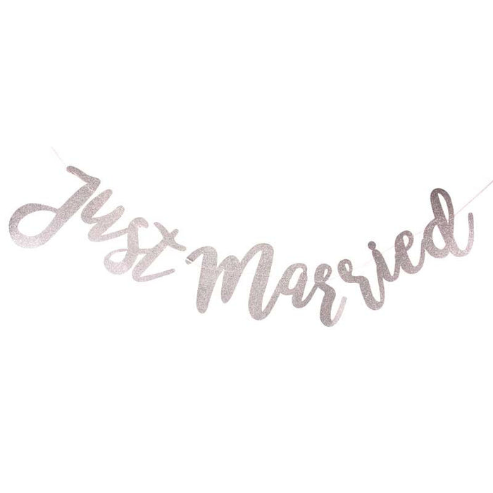 Banner - Just Married - Silver Glitter