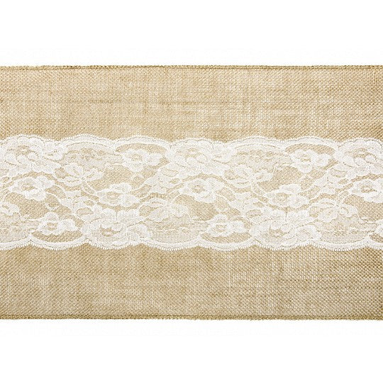 Jute & Lace Table Runner, 0.28x2.75m