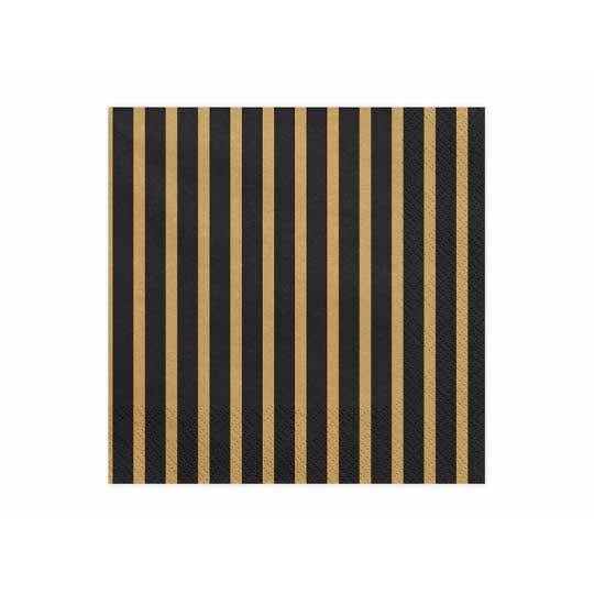Napkins Stripes, 33x33cm, gold - 20pk