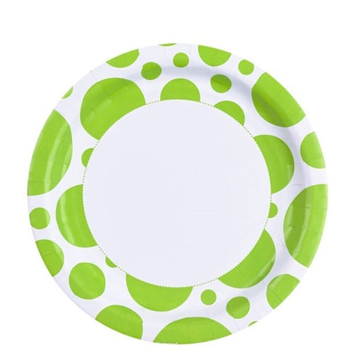 Lime Green Dots Plates - 23Cm
